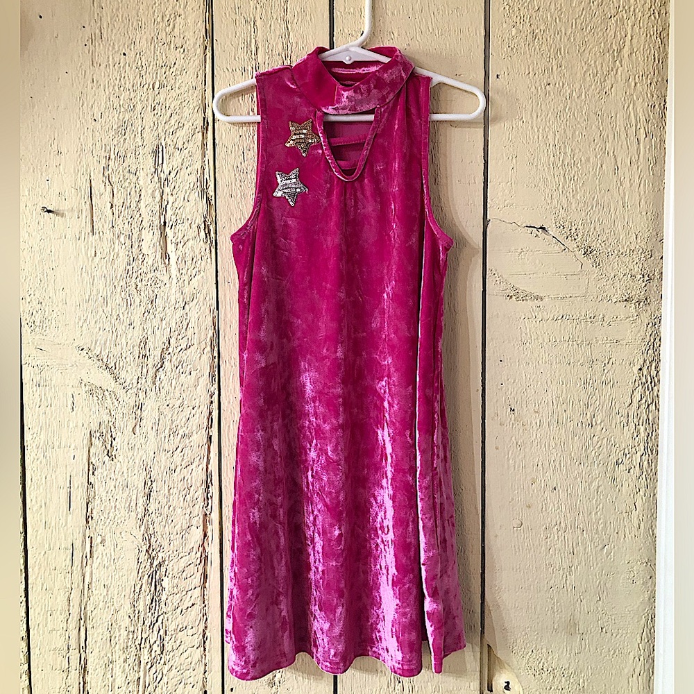 Pink Velvet Tank Mock Turtle Rock Star Dress